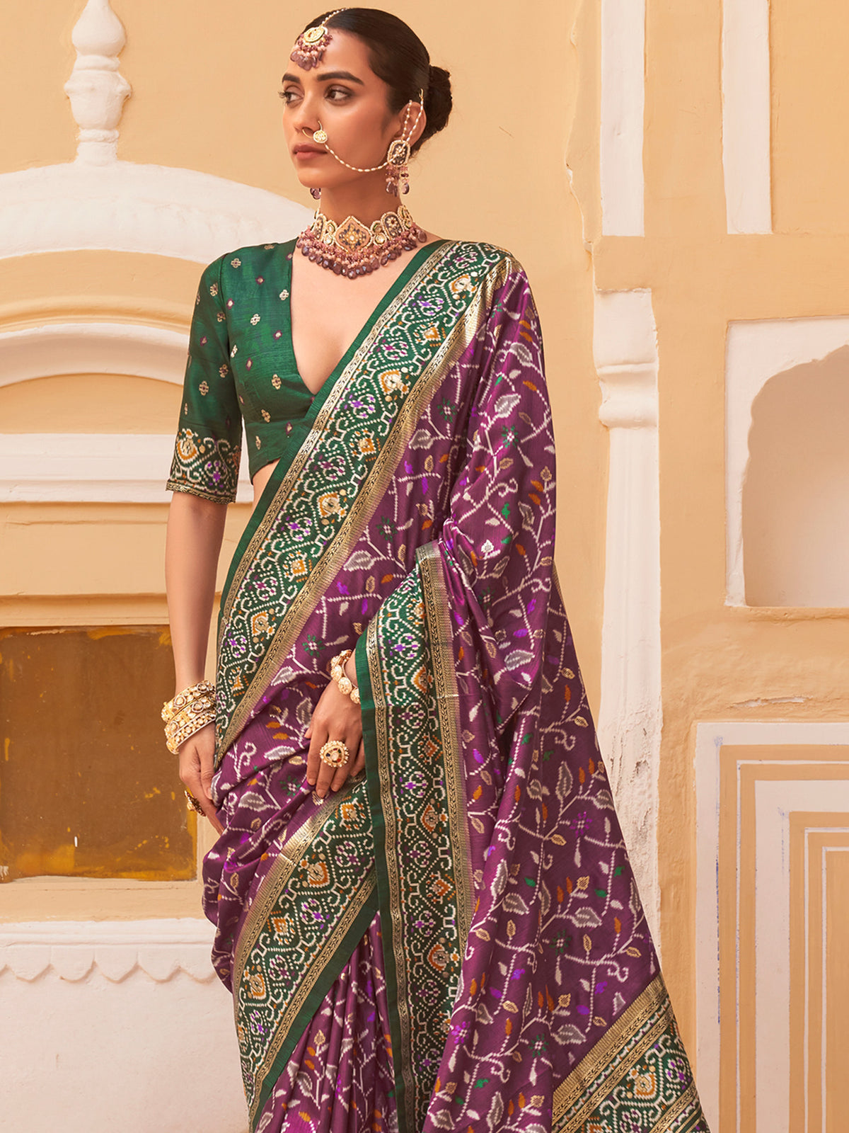 Purple Silk Blend saree – detail view 3