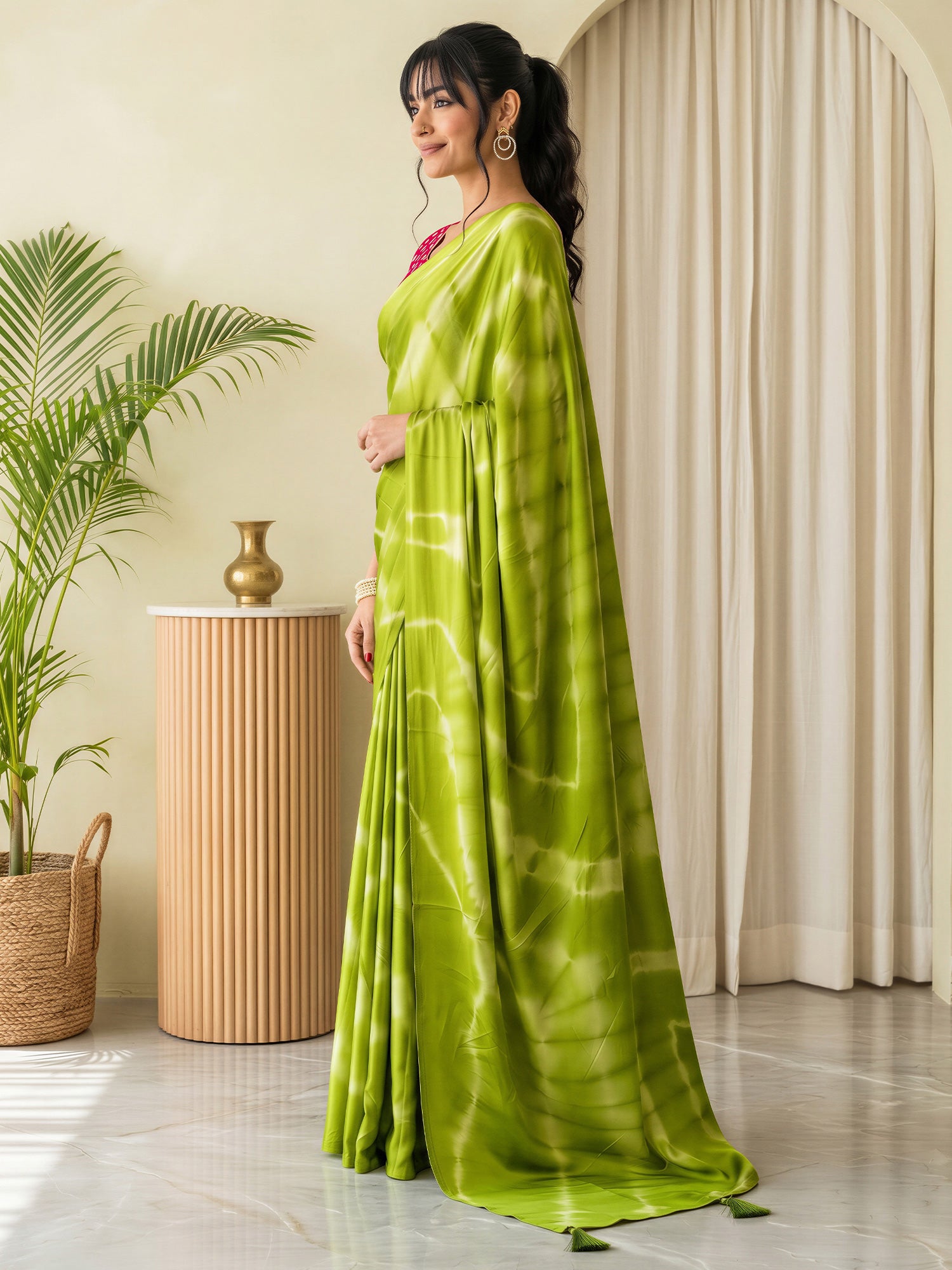 Light Green Satin Silk saree – detail view 2
