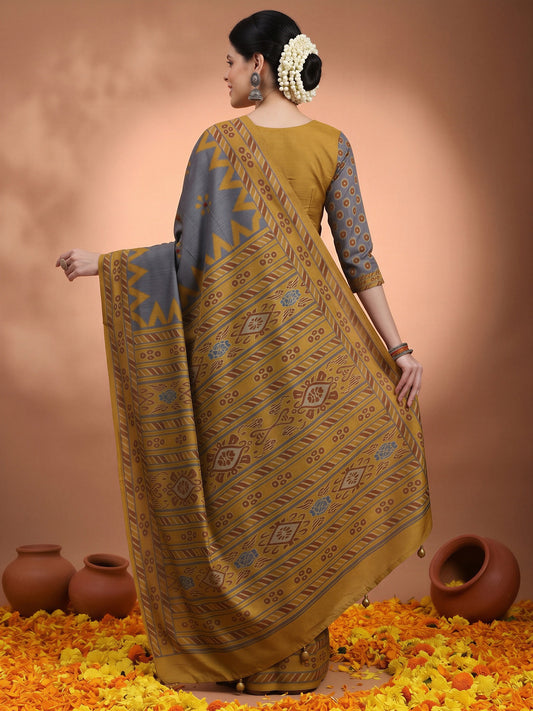 Charcoal Grey Silk Blend saree – detail view 1