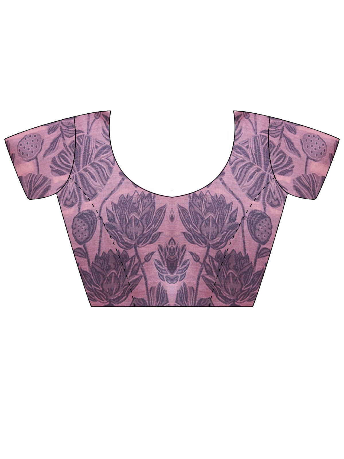 Unstitched mauve viscose blouse piece with ethnic motif design