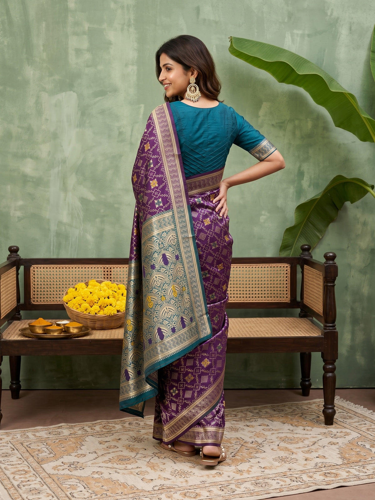 Purple Silk Blend saree – detail view 4