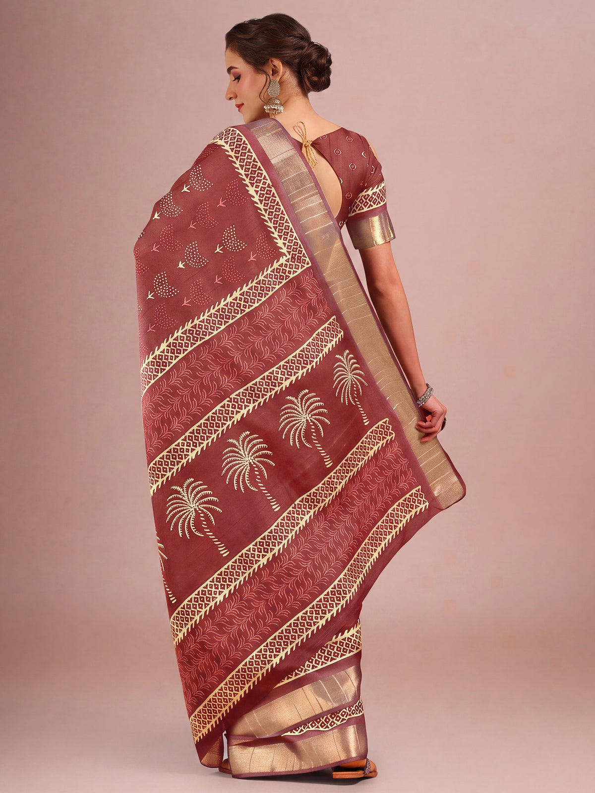 Rust Cotton Silk saree – detail view 1