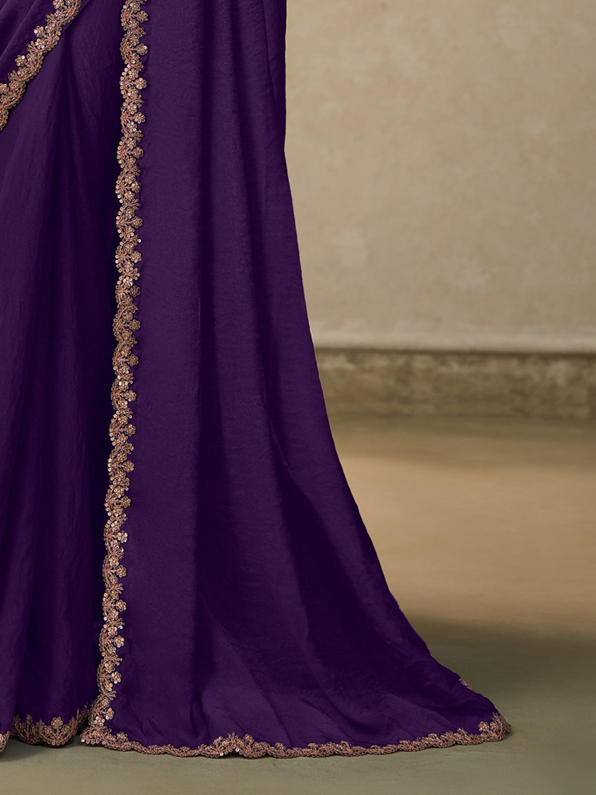 Purple Georgette saree – detail view 4