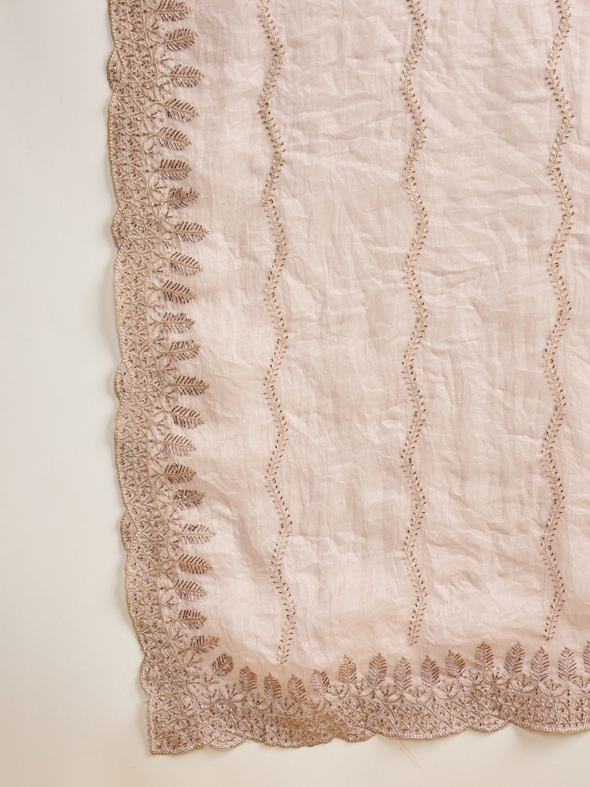 Beige Satin Silk saree – detail view 4