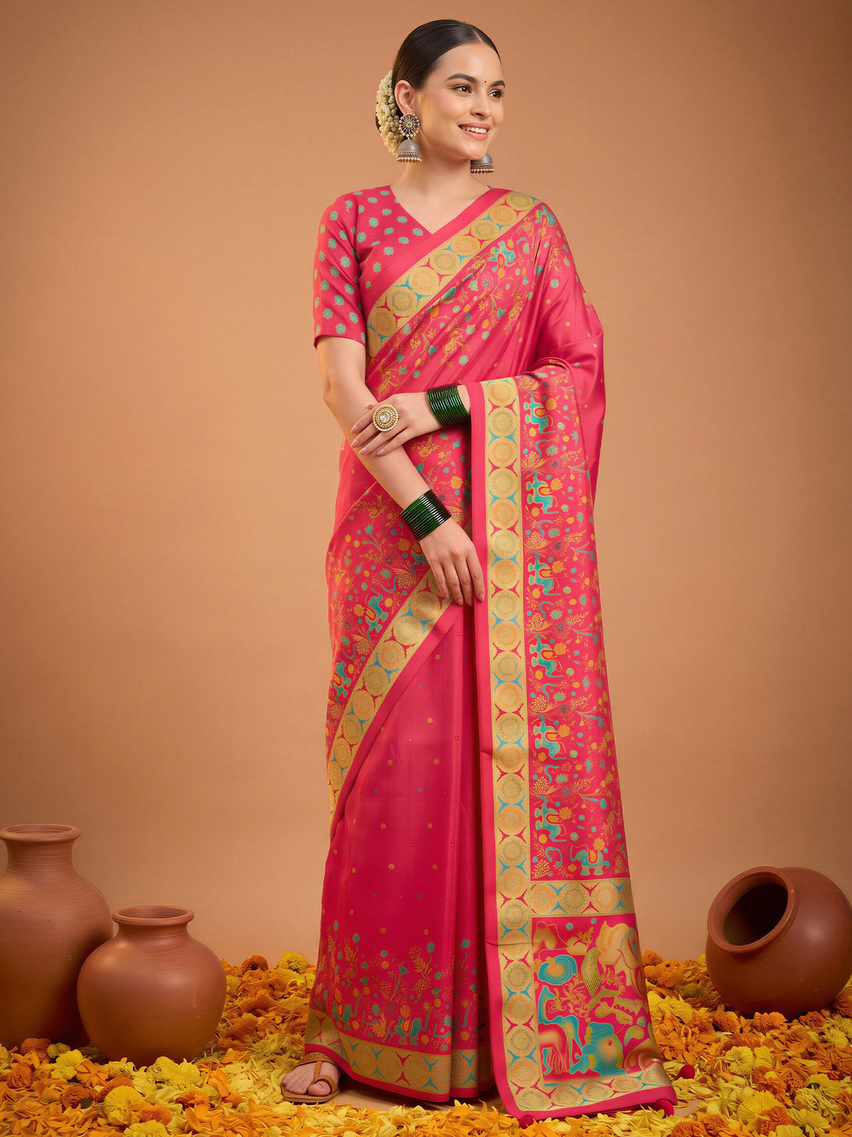 Pink Silk Blend saree – detail view 2