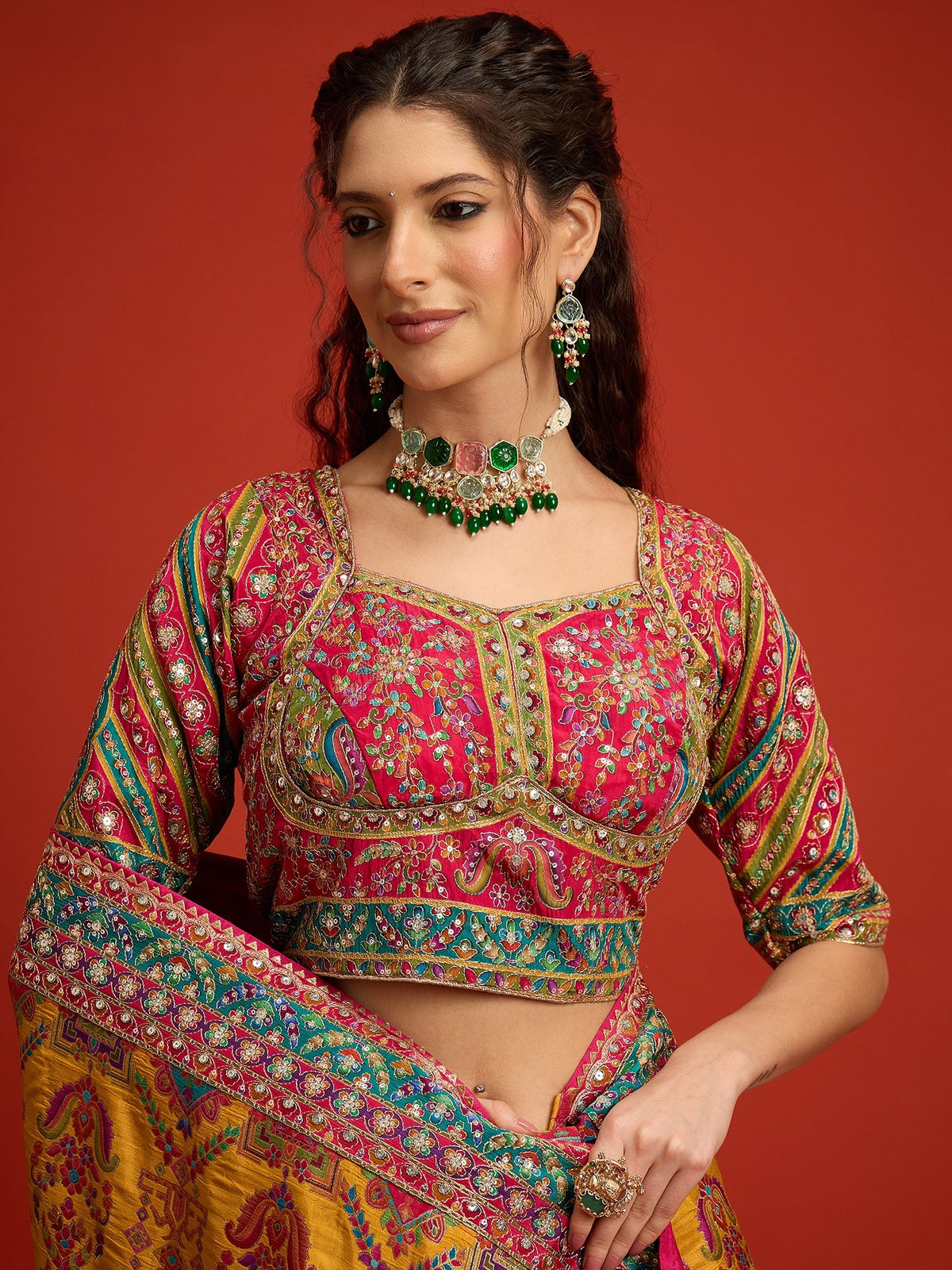 Mustard Silk Blend saree – detail view 6