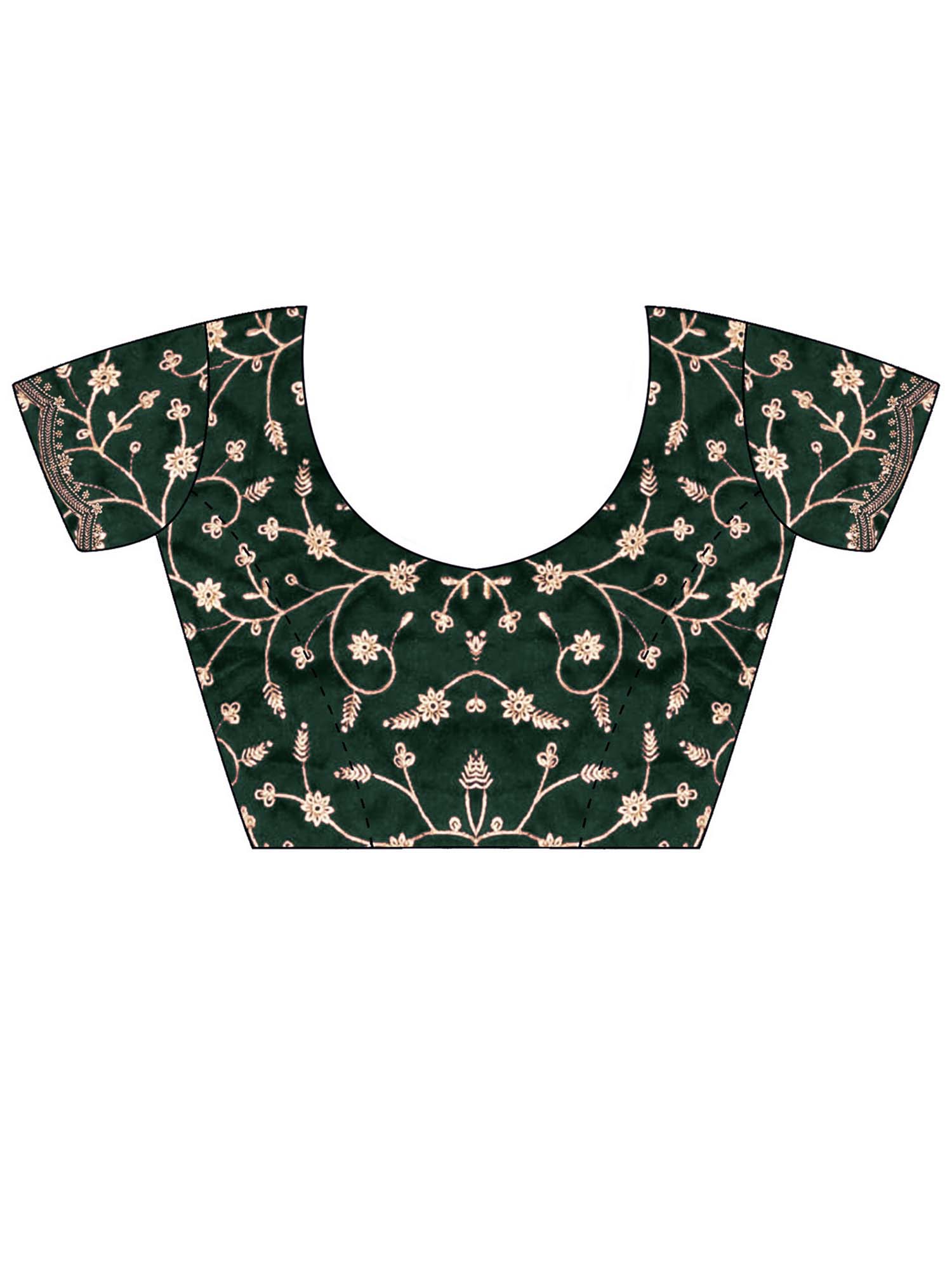 Unstitched green georgette blouse piece with embroidered design
