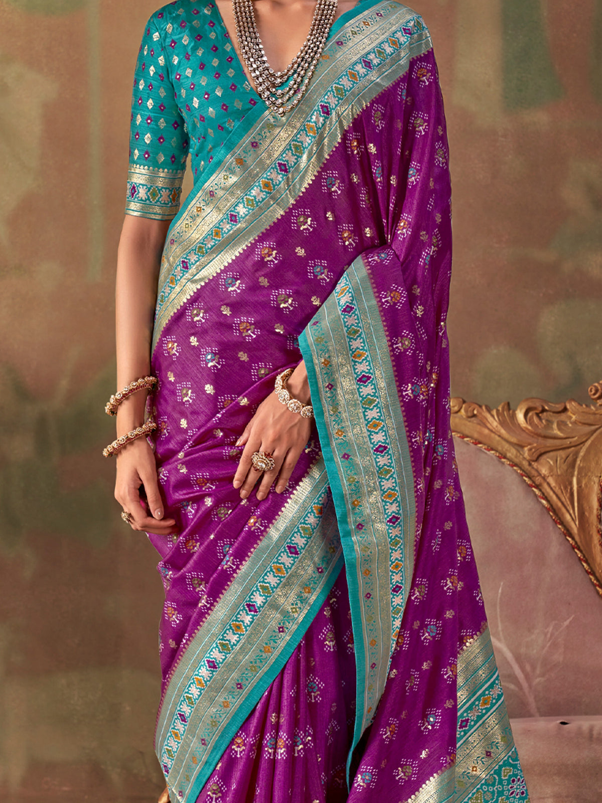 Purple Silk Blend saree – detail view 3
