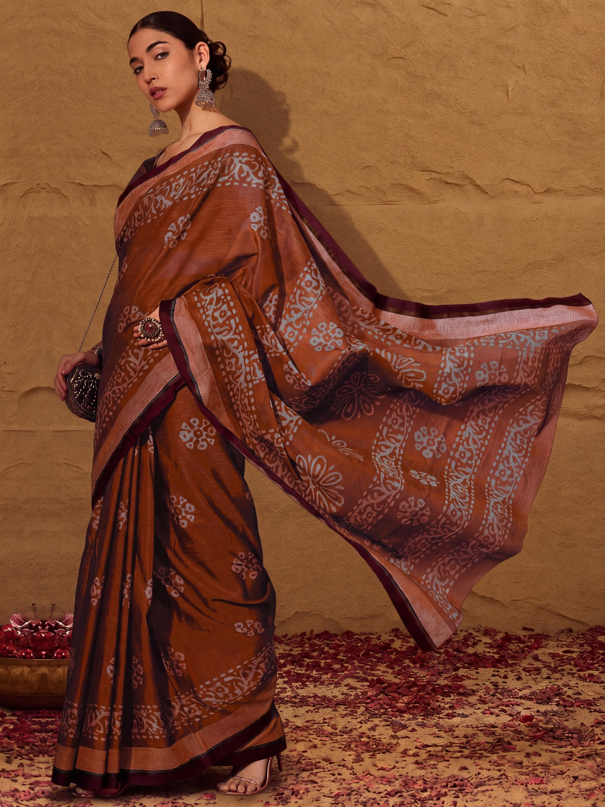 Brown Cotton saree – detail view 2