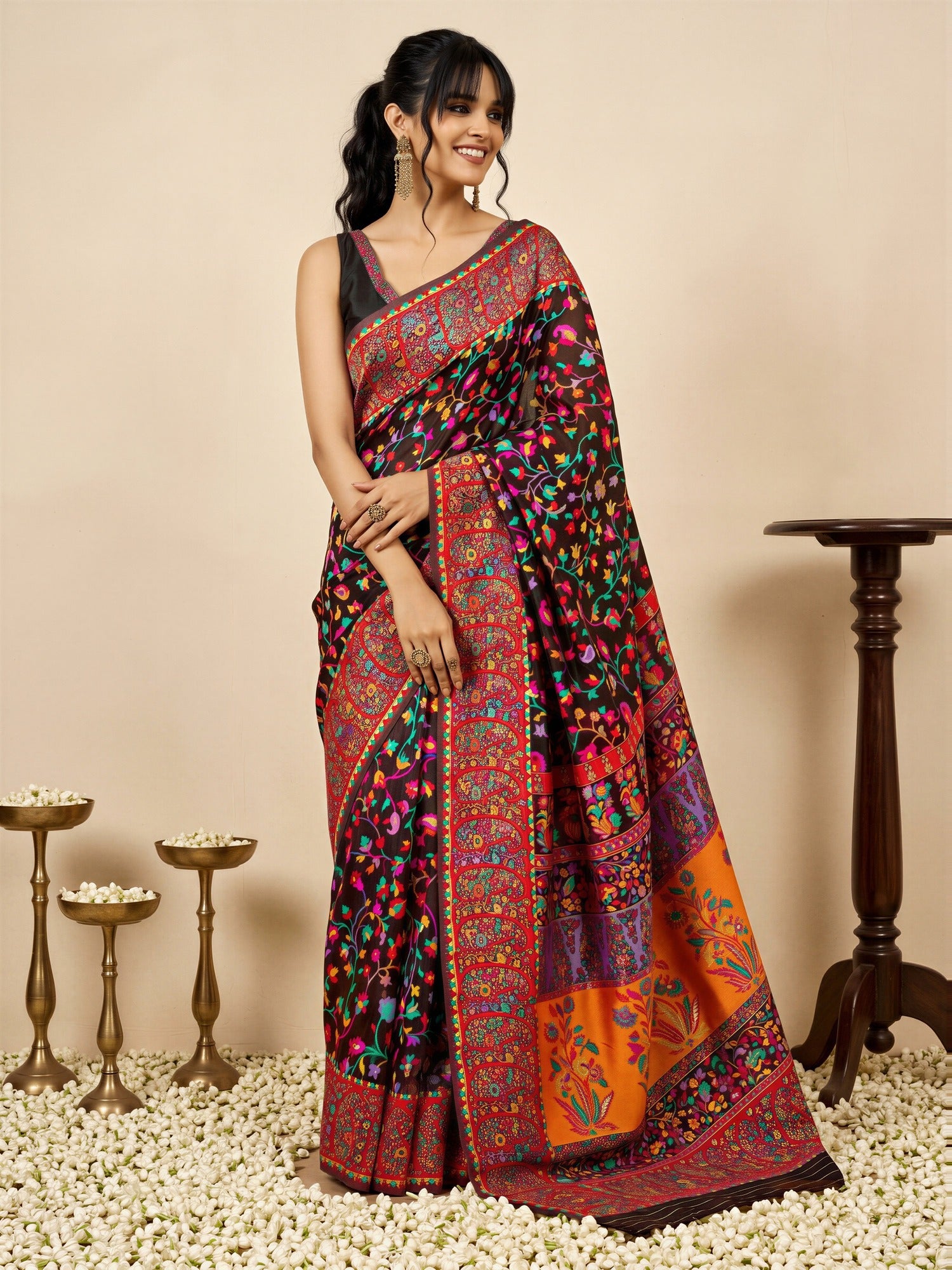 Black Cotton Silk saree – detail view 3