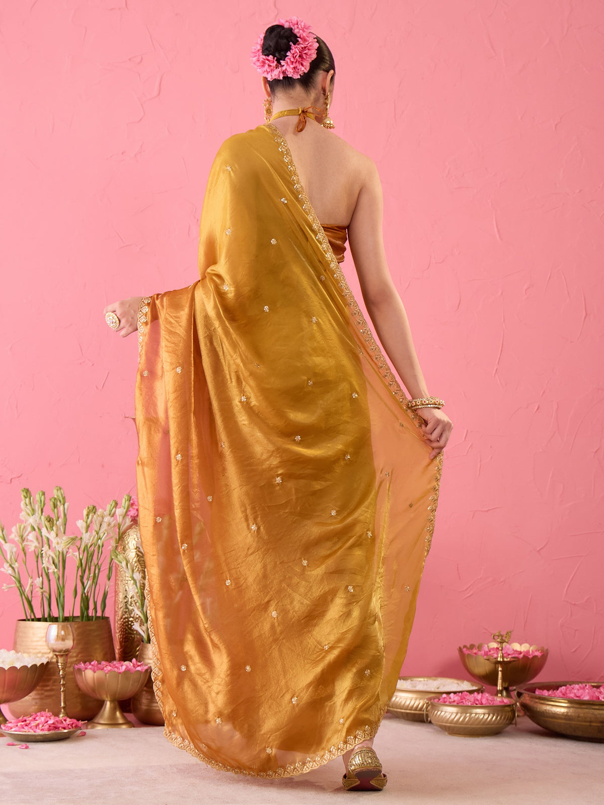 Bronze Paper Silk saree – detail view 6