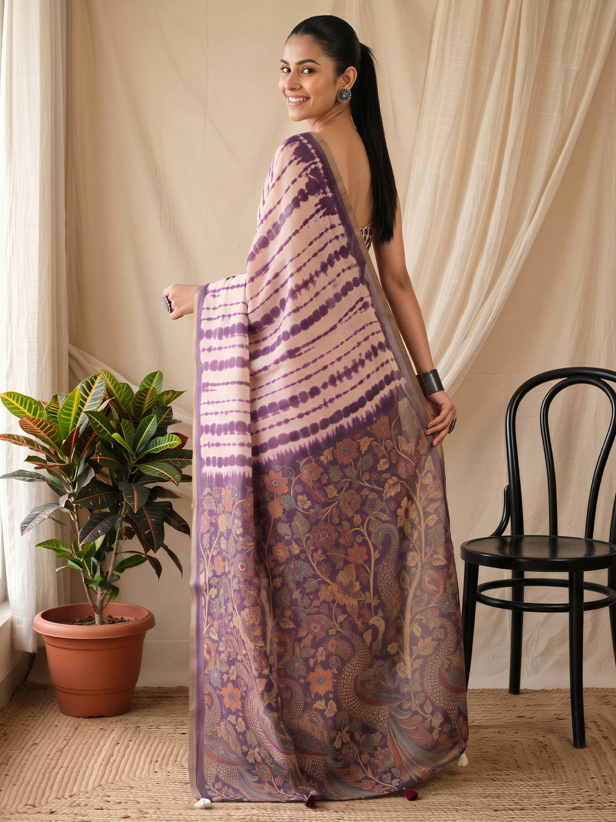 Pink Cotton Blend saree – detail view 1