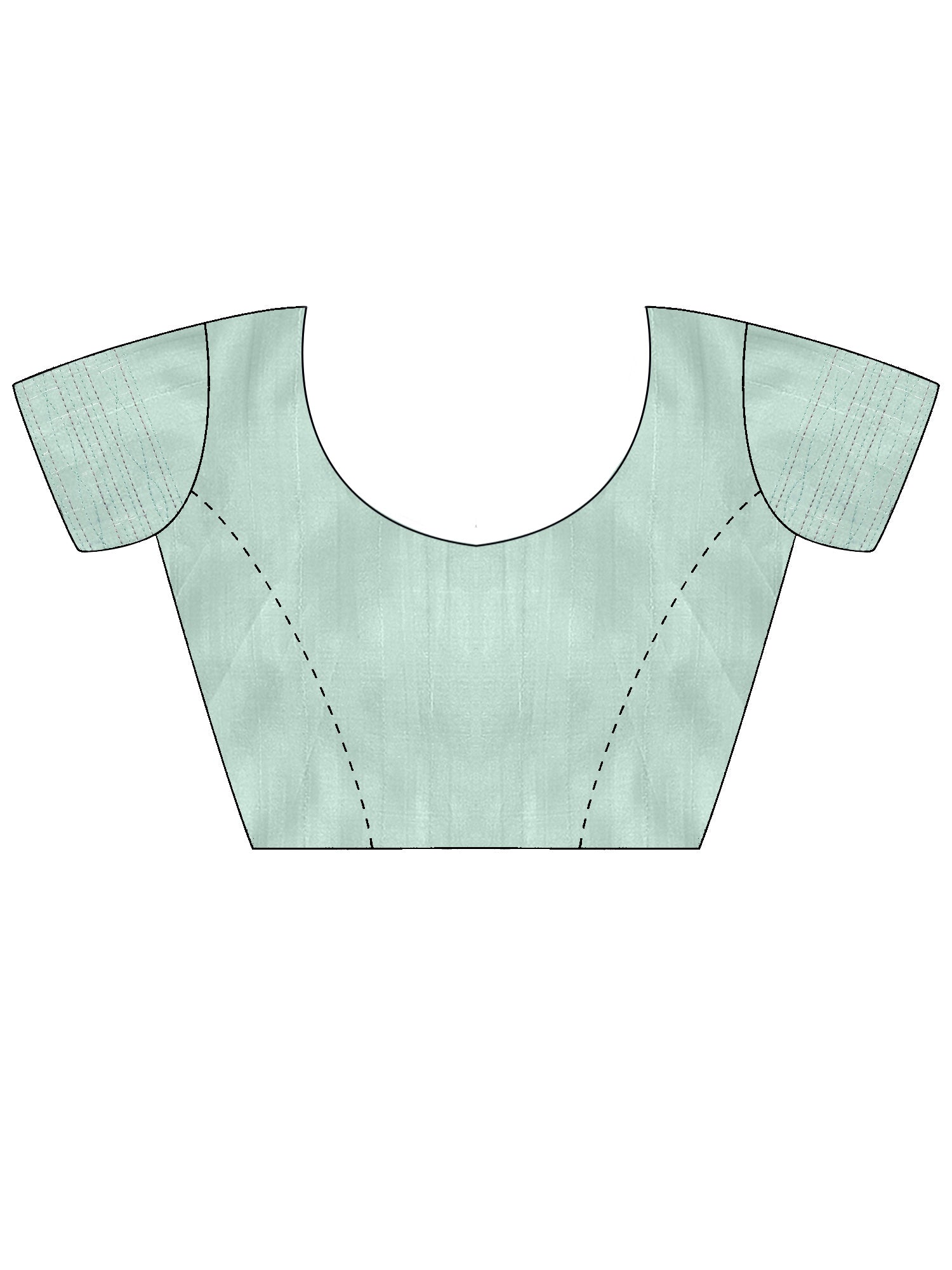 Unstitched turquoise silk blend blouse piece with ethnic motif design