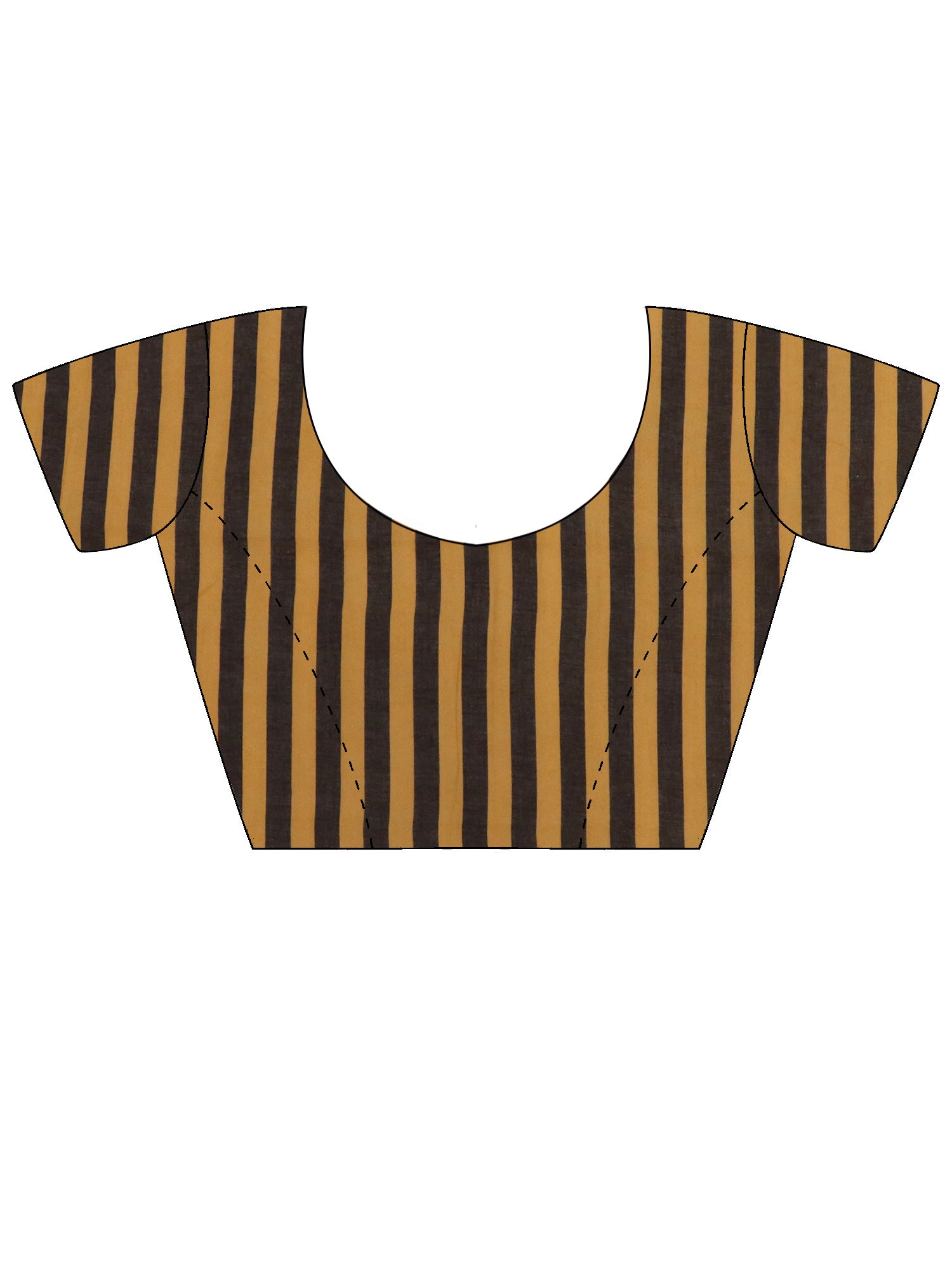 Unstitched mustard cotton blouse piece with striped design