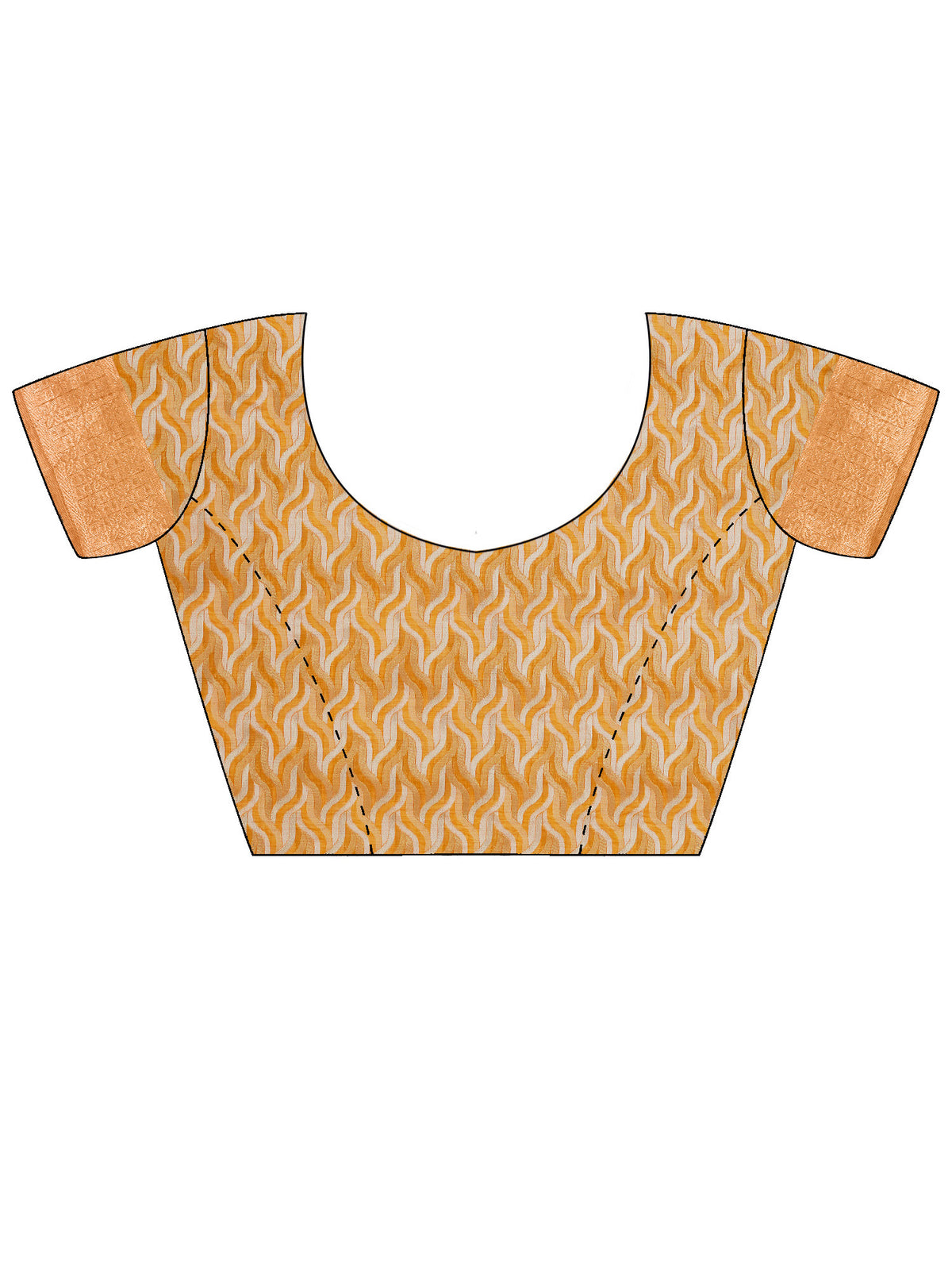 Unstitched mustard cotton linen blouse piece with woven design design