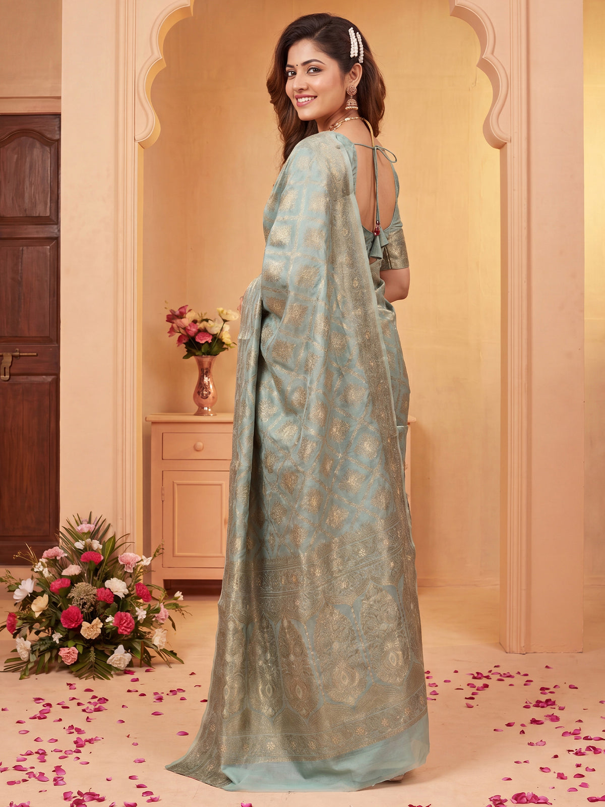 Light Blue Silk Blend saree – detail view 1