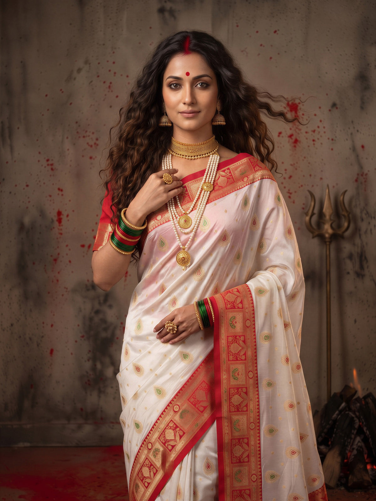 White Banarasi Silk saree – detail view 4