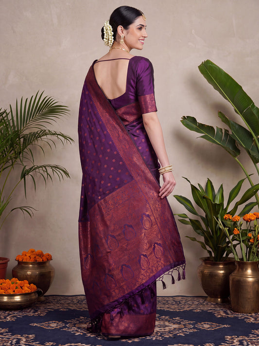 Purple Banarasi Silk Saree