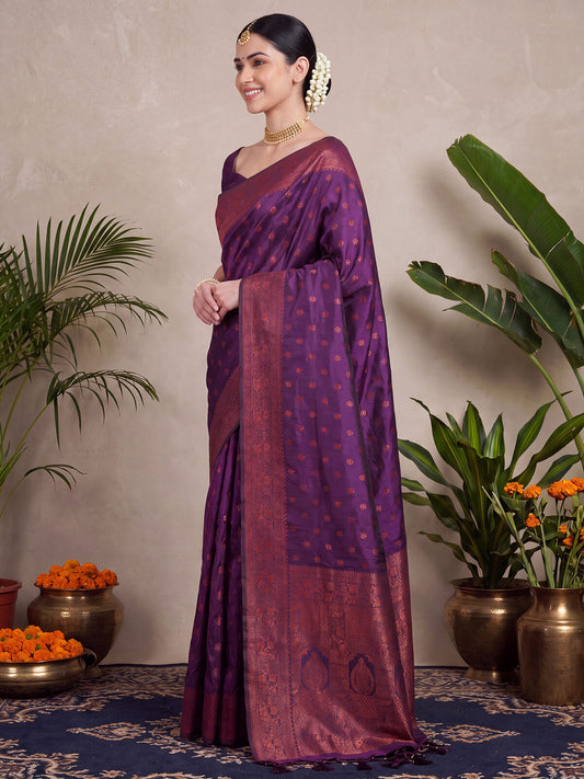 Purple Banarasi Silk Saree