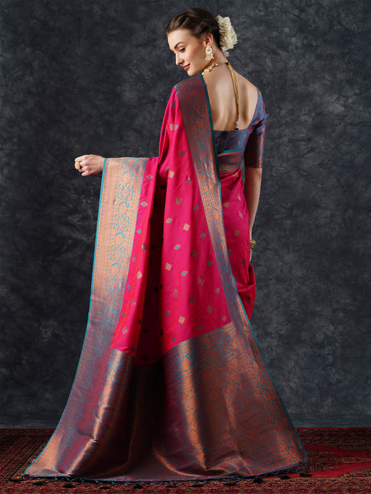 Rani Pink Banarasi Silk Saree