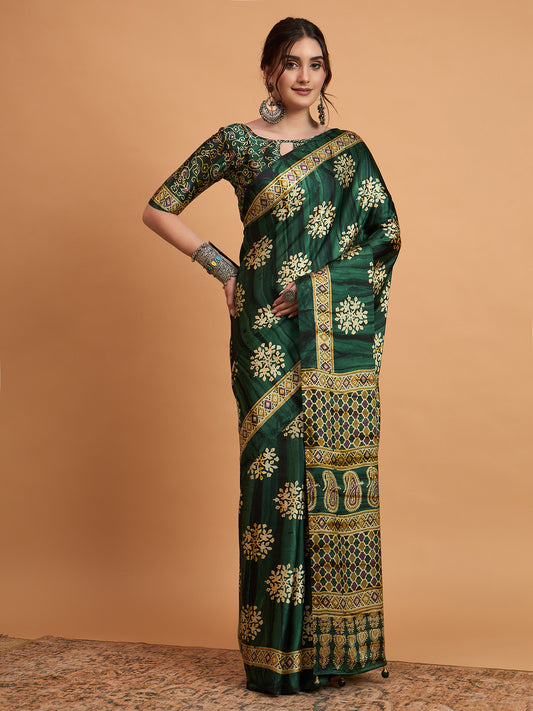 Elegant Gajji Modal Silk Saree with Traditional Batik Motifs