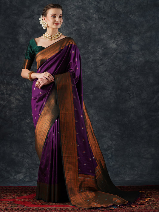 Royal Violet Banarasi Silk Blend Saree