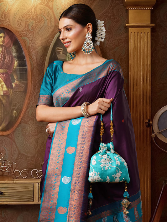 Heritage Violet Banarasi Silk Blend Saree