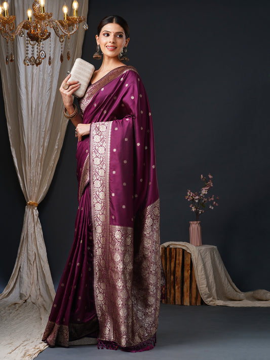 Royal Violet Banarasi Silk Blend Saree