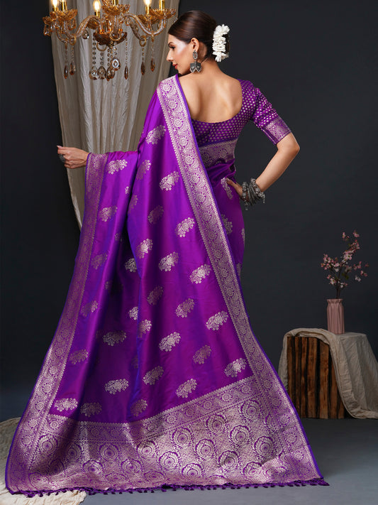 Royal Violet Banarasi Pure Silk Saree
