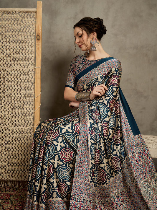 Royal Navy Blue Designer Saree