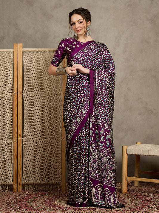 Purple Festive Designer Saree