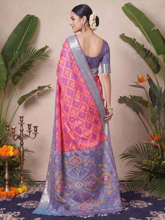 Pink Patola Silk Saree