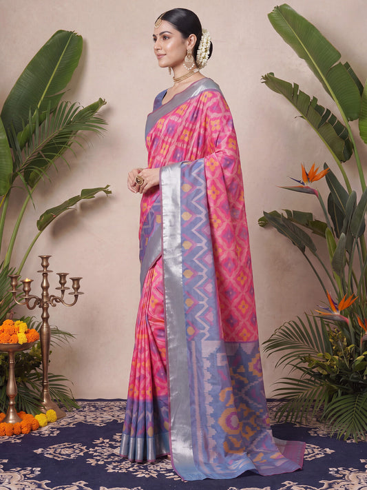 Pink Patola Silk Saree