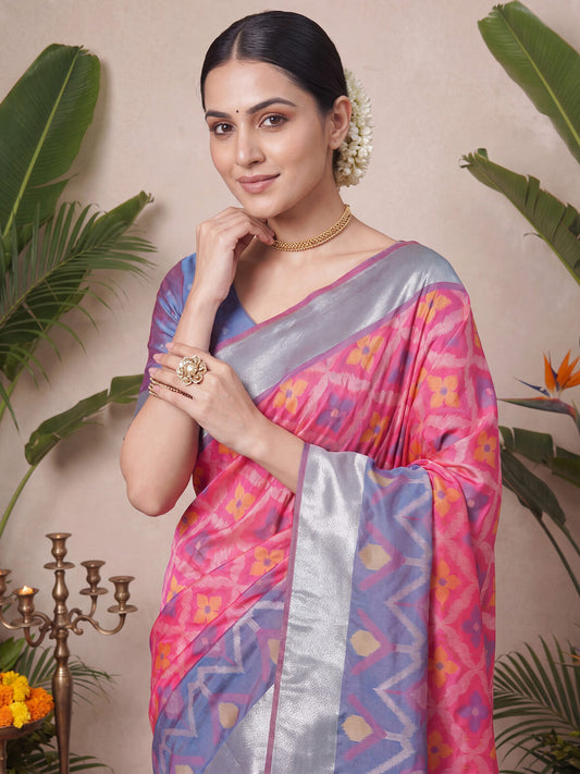 Pink Patola Silk Saree