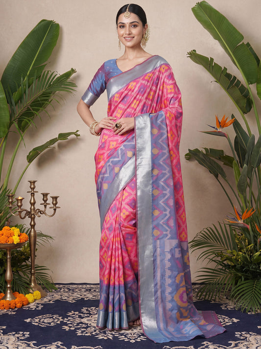 Pink Patola Silk Saree