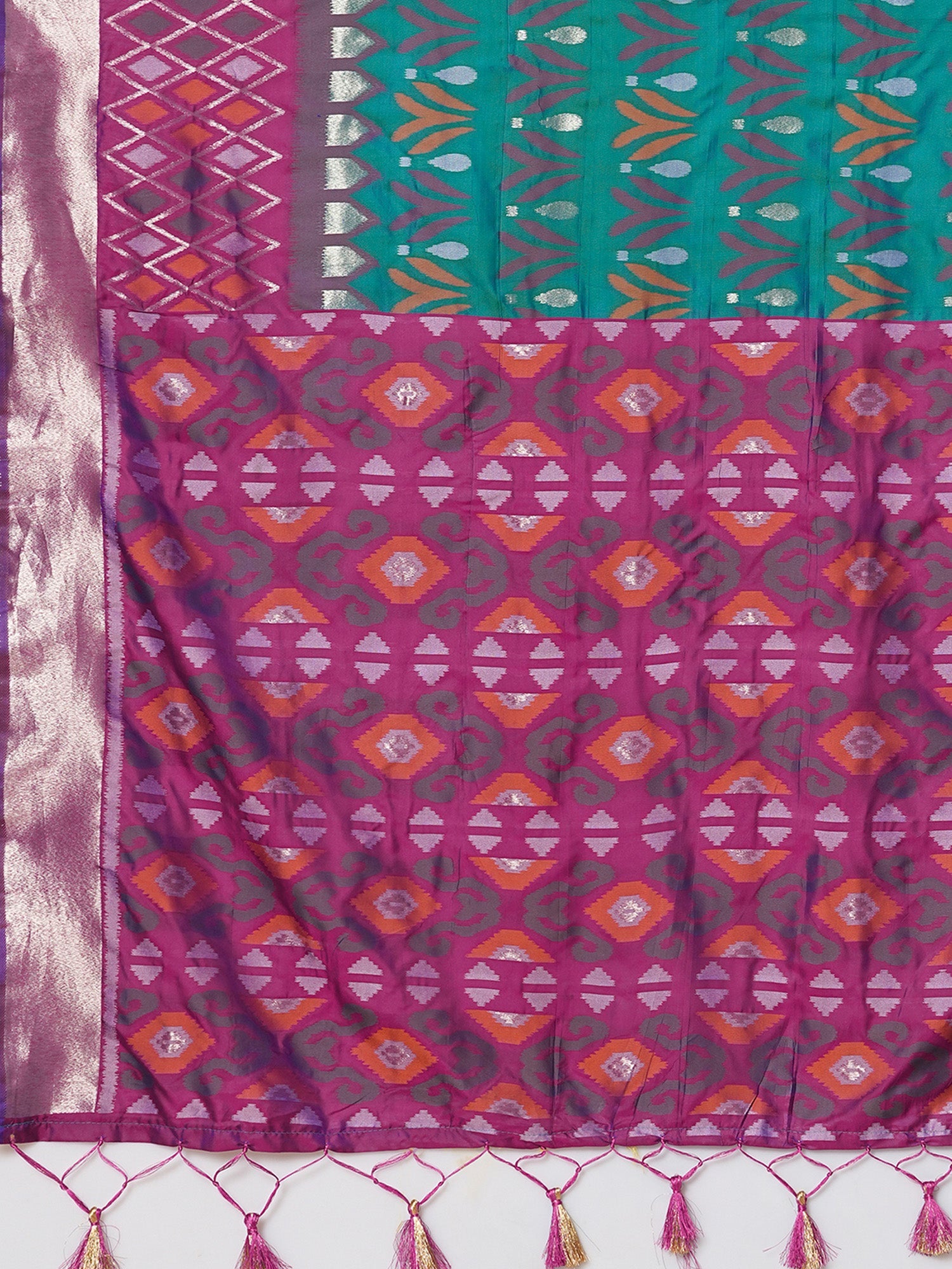Teal Green Silk Blend Banarasi Silk Saree - Ressa