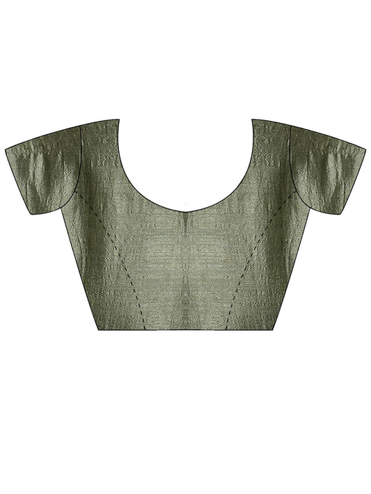 Sage Green Vichitra Silk Embroidered Saree