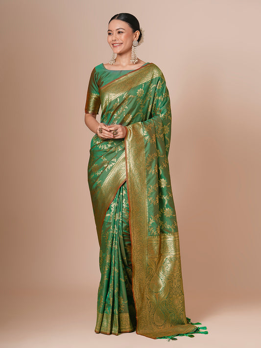 Sage Green Banarasi Silk Saree