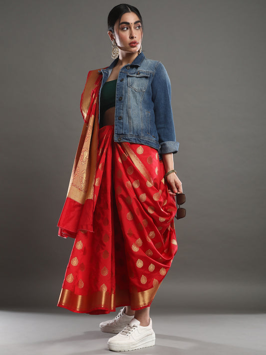 Red & Woven Banarasi Silk Saree
