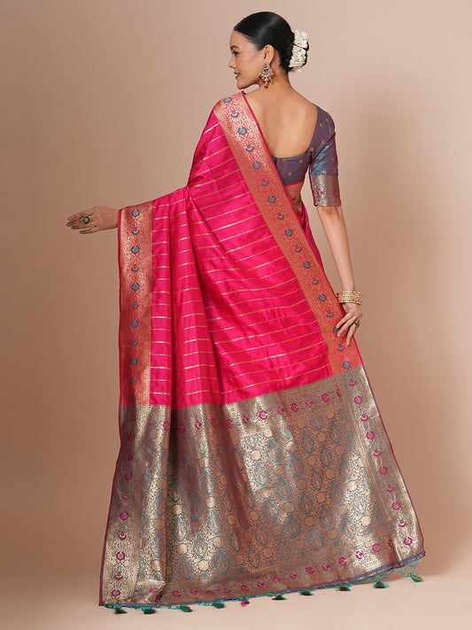Rani Pink Banarasi Silk Saree