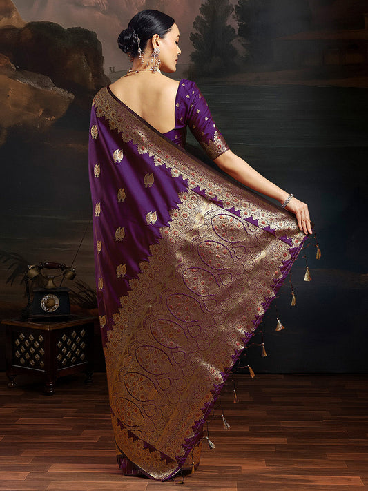Purple Banarasi Silk Saree
