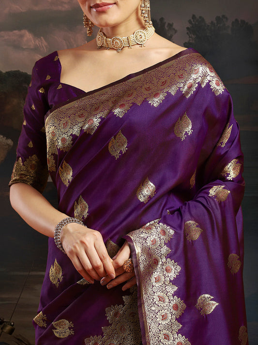 Purple Banarasi Silk Saree