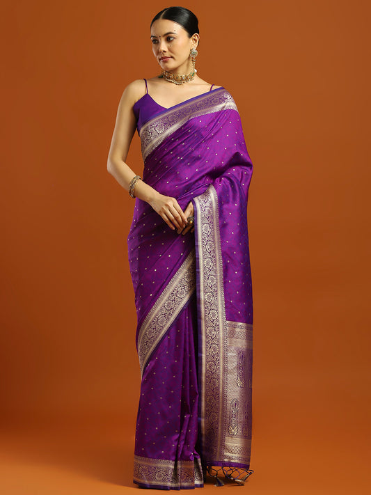 Purple Banarasi Silk Saree