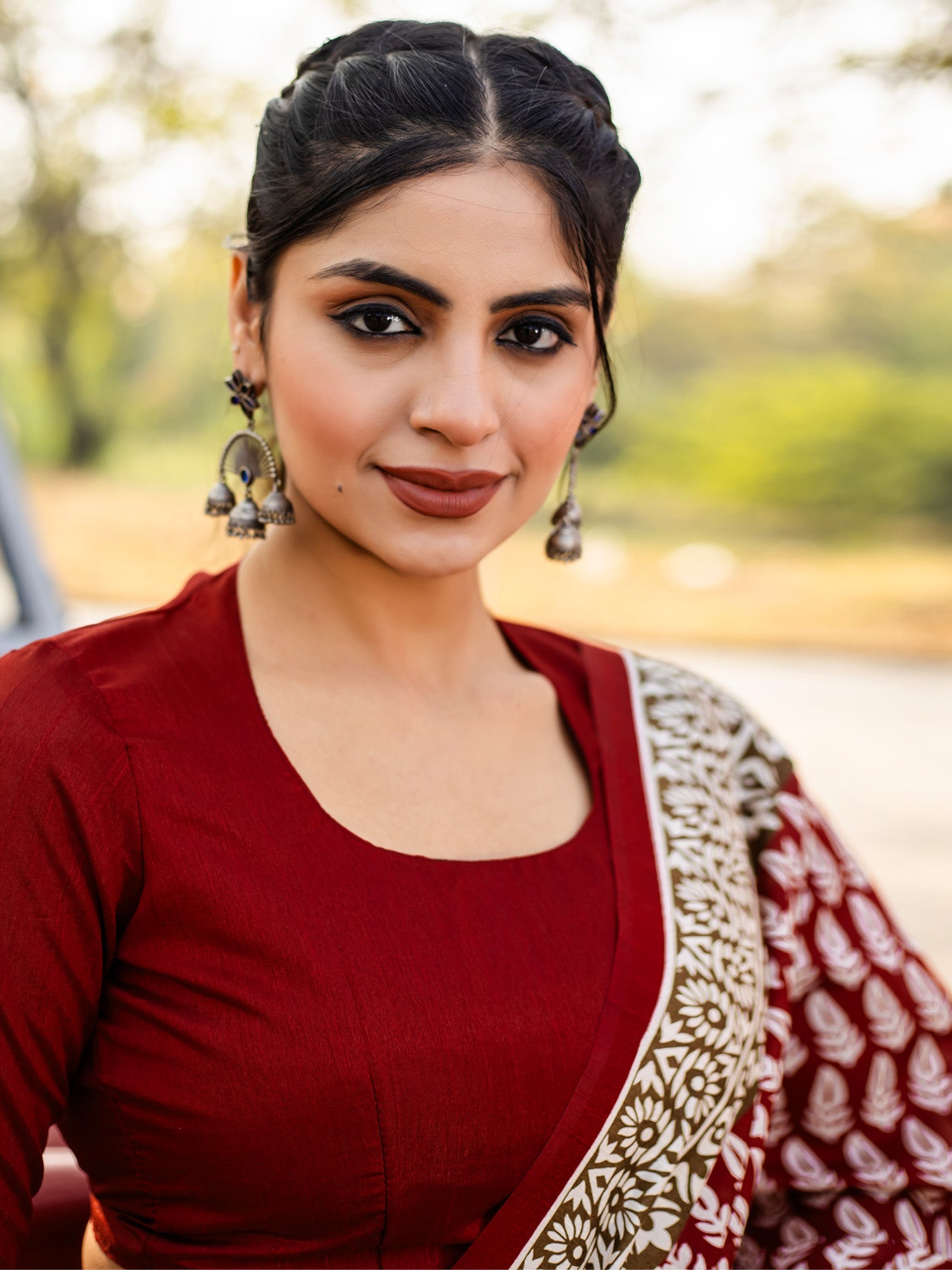 Maroon Bhagalpuri Silk Saree - Ressa