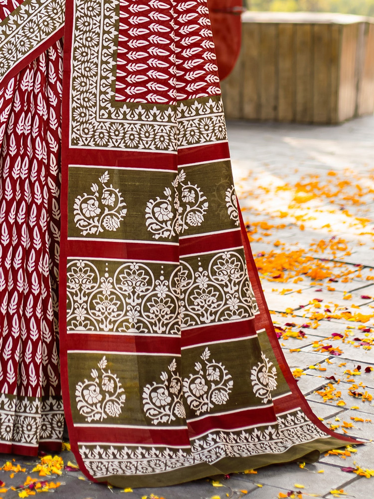 Maroon Bhagalpuri Silk Saree - Ressa