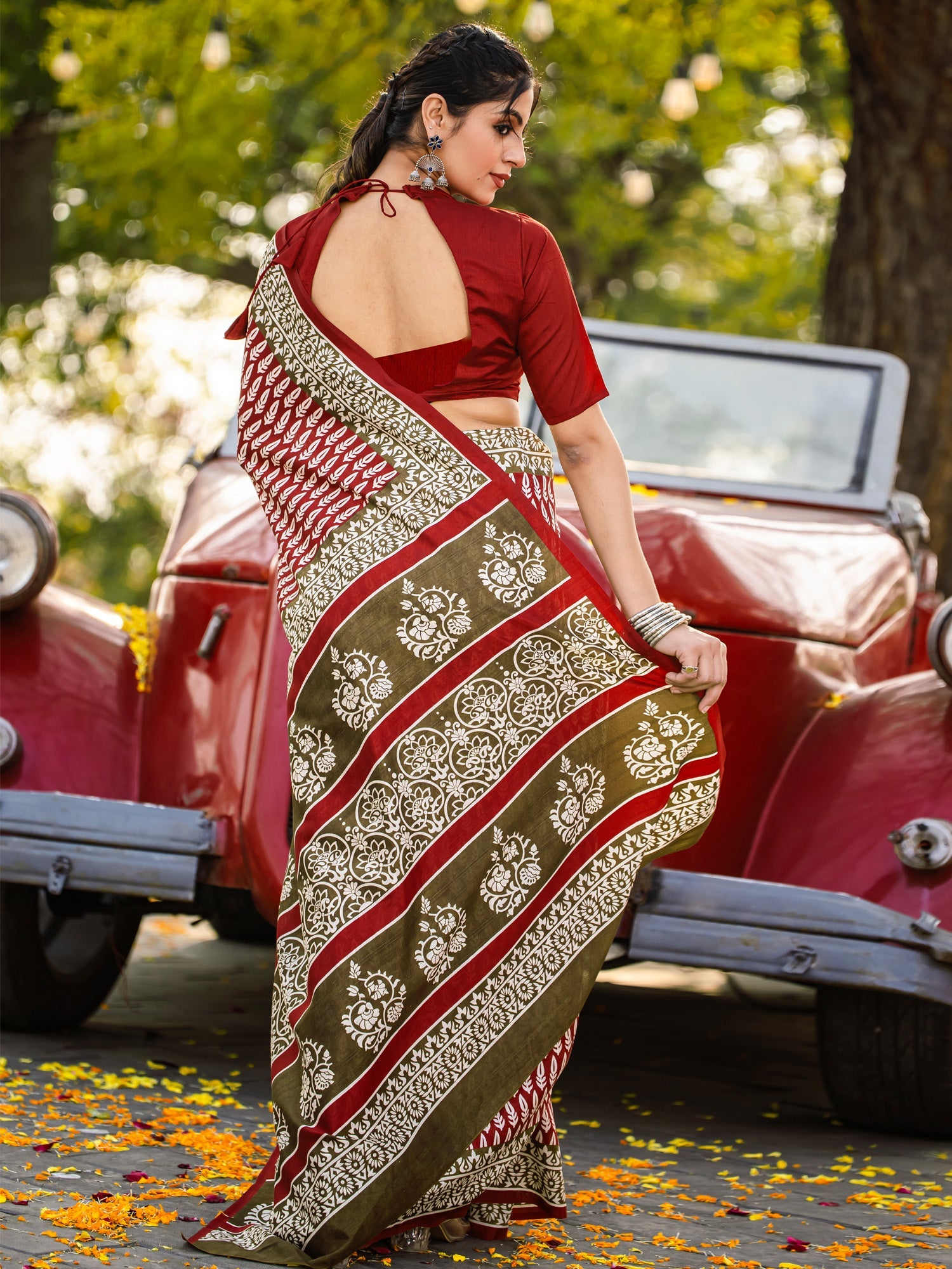 Maroon Bhagalpuri Silk Saree - Ressa