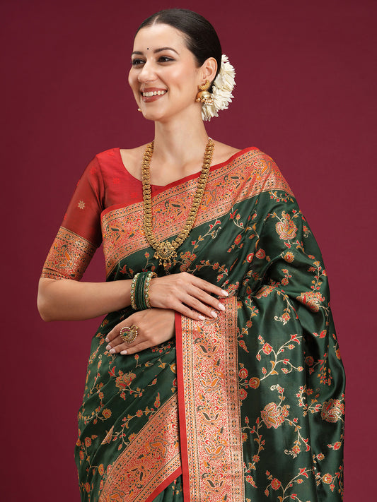 Green Soft Silk Banarasi Silk Saree