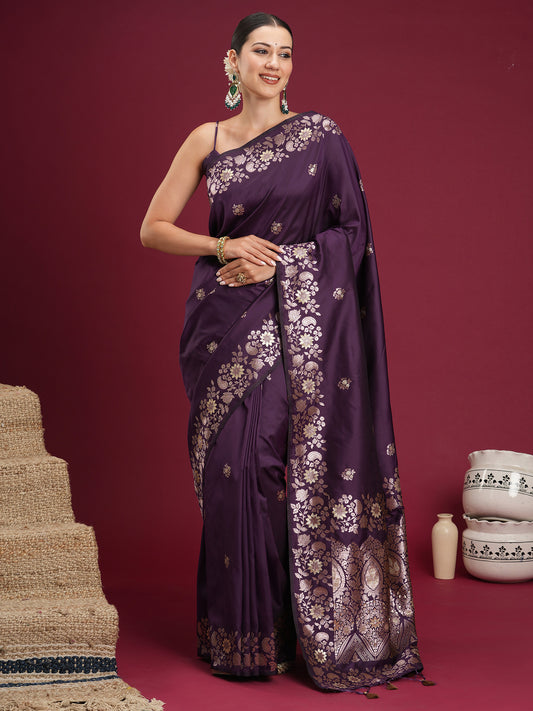 Teal Blue Banarasi Silk Blend Saree