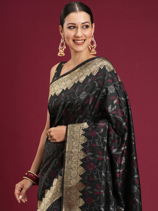 Black Banarasi Silk Saree