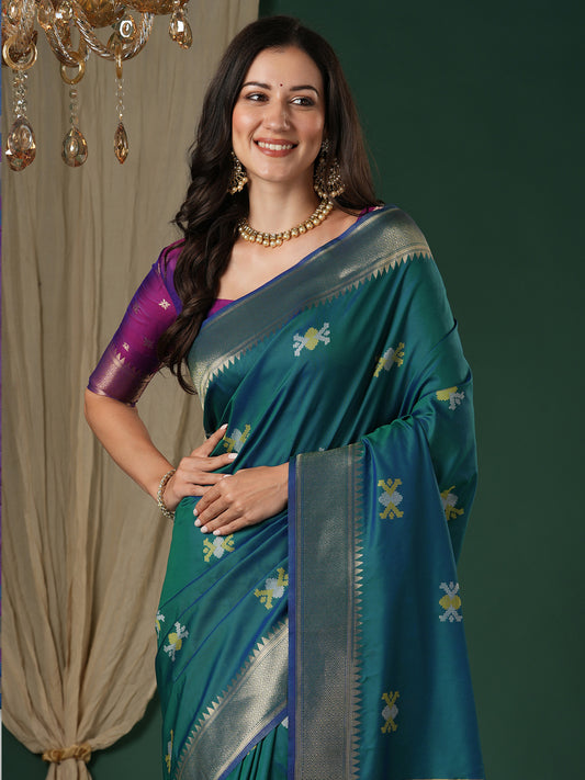 Rama Blue Banarasi Silk